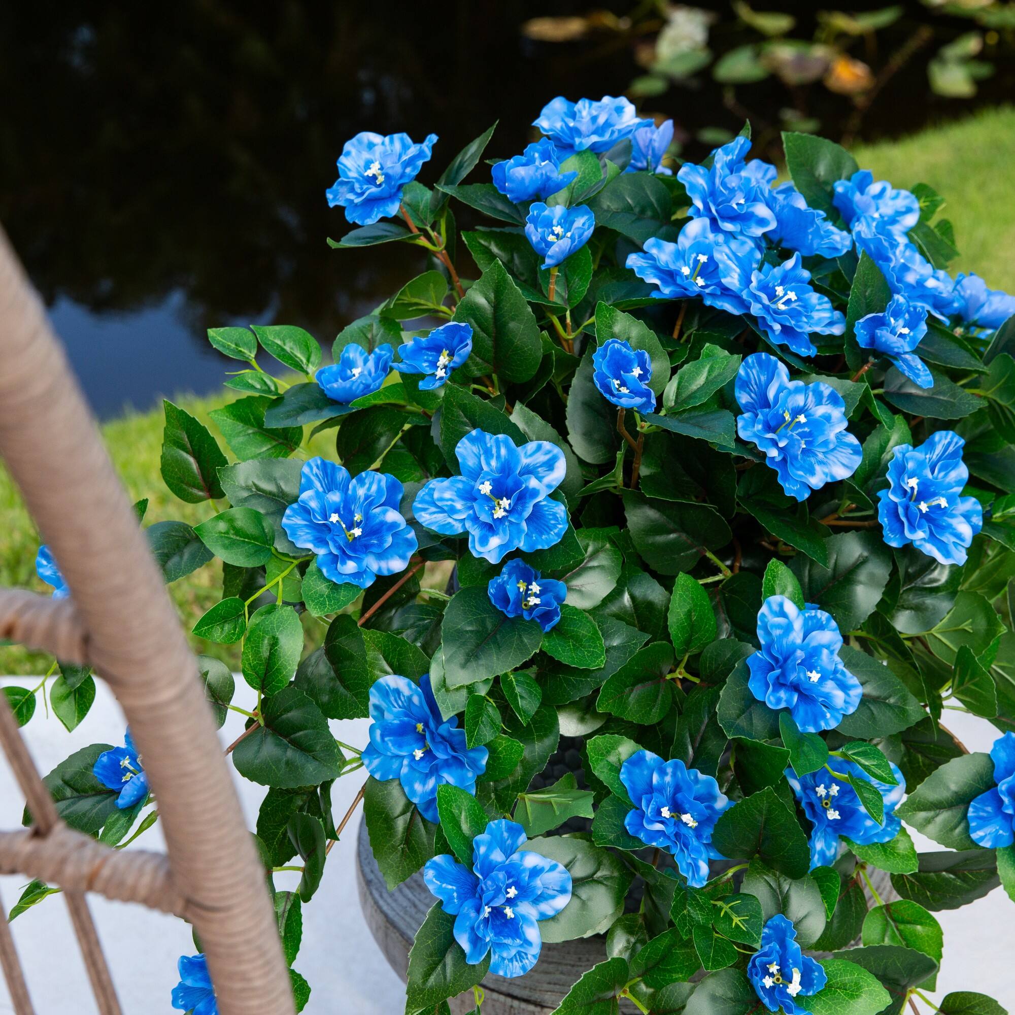 24" UV Resistant Artificial Azalea Hanging Plants